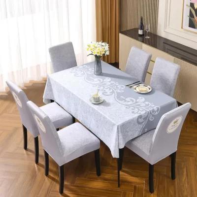 幕咖家居 桌布椅子套罩套裝長方形臺布家用椅套餐桌布彈力椅子套免洗桌布