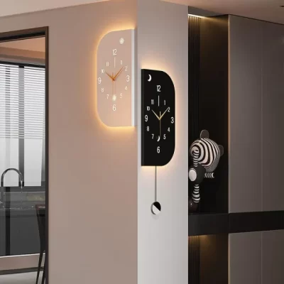 現代鐘表拐角掛鐘客廳2025新款網紅轉角雙面時鐘掛墻高級感壁掛表